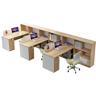 简约现代员工桌椅组合电脑桌定制屏风工作位办公台 e款右侧柜并排三人