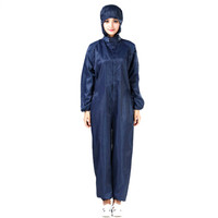 久臻 91013 防尘防静电服净化服洁净服 食品车间洁净连体服 防静电连体防护服 无尘服 藏青色 XL175
