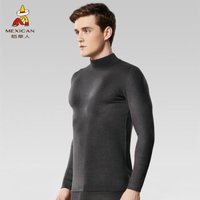 稻草人中半高领保暖上衣男秋冬贴身双面绒毛保暖内衣羊毛无痕打底秋衣 EH704M9 玄镜黑 L