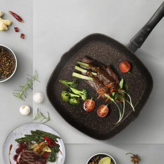 tvs意大利进口buongiorno系列方形牛排煎锅家用平底锅煎烤烤盘不粘锅