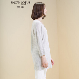 雪莲 SNOW LOTUS秋冬山羊绒中长款V领女套头衫针织衫羊绒衫 773172 大理石 105