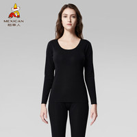 稻草人保暖内衣女士秋冬季加绒无痕紧身棉毛衫裤套装青年细绒秋衣秋裤 EH851W9 雅黑 XL