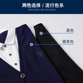 U.S. POLO ASSN.针织衫2019秋冬新款假两件毛衣套头纯棉男士翻领纯色休闲百搭 6193114099 藏青 3XL(56)