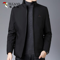 啄木鸟（TUCANO）羽绒服男2019冬季新品纯色立领商务休闲保暖上衣男装外套 黑色 L
