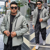 富铤 FORTEI 2019冬季胖子男士棉衣加肥加大码男连帽加厚保暖棉服外套肥佬特大码男装棉袄 豆绿色 6XL