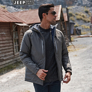 吉普(JEEP)羽绒服男青年男士厚款休闲保暖外套2019冬季新品男装863068 灰色 M