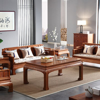 粤顺 沙发 实木沙发 新中式客厅布艺沙发大中户型实木沙发S42