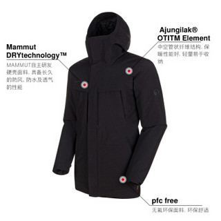 MAMMUT/猛犸象 Chamuera HS男士秋冬新品运动户外防风保暖简约连帽硬壳大衣冲锋衣长款1010-27370 黑色 M