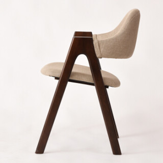 商品爱必居 简约餐椅软包书桌椅电脑椅家用靠背椅胡桃色 浅灰面