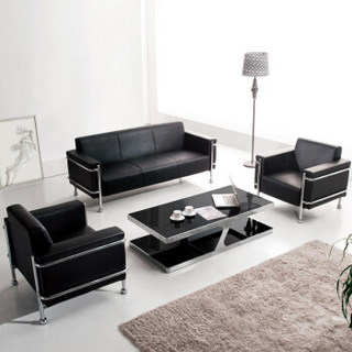 圣黎 办公家具现代会客沙发商务接待洽谈办公室皮艺型沙发组合029单人位西皮（0.9*0.75*0.80）