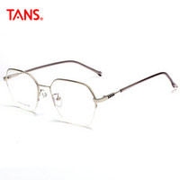 TANS近视眼镜框男女 新款文艺复古平光镜金属不规则多边形光学镜架可配镜 T7083银色