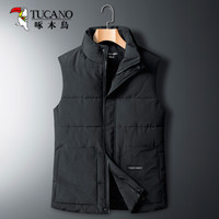 啄木鸟（TUCANO）马甲男2019冬季新品时尚立领无袖背心保暖棉衣加大码男装外套 黑色 XL