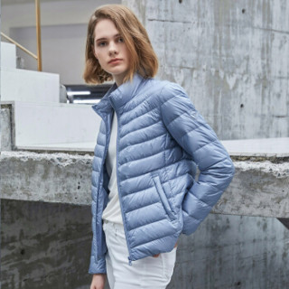 商品坦博尔 2019新款女士羽绒服女时尚轻薄立领修身外套tb19266 银灰