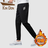 金盾（KIN DON）休闲裤 男2019冬季新款休闲百搭潮流加绒保暖长款束脚卫裤运动长裤219-032 黑白杠 XL