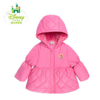 迪士尼(Disney) 冬季新品外套女童连帽保暖棉服外出服154S732 梅红 90cm