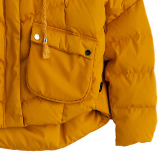 PASS2018新款冬装黄色连帽羽绒服女短款学生保暖大衣外套加厚潮 姜黄色 S
