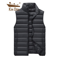 金盾 KIN DON 马甲男士 2019秋冬新款男士立领纯色轻薄羽绒服马夹背心外套上衣 JS-19QJ006 黑色 S