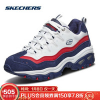 斯凯奇（Skechers）男女同款厚底增高时尚熊猫复古老爹休闲鞋 13414 白色/海蓝色/红色 41