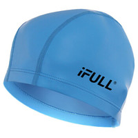 宜肤PU涂层布泳帽 防水透气长发男女帽游泳不勒头泳帽 蓝色