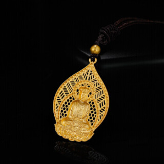 商品周六福 珠宝男款普贤菩萨足金黄金吊坠 古法黄金aa043861 金重约