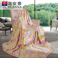 富安娜 FUANNA家纺 家居用品毛毯双人午睡毯子保暖法兰绒毯 花舞清影 1.8*2m橙