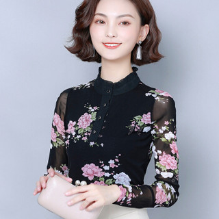 丽乔 半高领打底衫女加绒显瘦冬季2019新款女装韩版长袖内搭打底衫 zx5608-876 图片色薄款 2XL