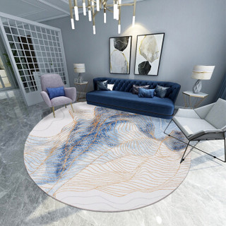 丽家地毯 家用轻奢圆形地毯 现代简约客厅茶几毯欧式北欧卧室圆形毯 蓝色芳华311104 200*200cm