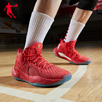 乔丹 篮球鞋男鞋高帮减震球鞋战靴款锋刺2代运动鞋 AM1390106 极光红/金色 45