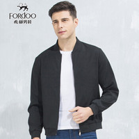 虎都（FORDOO）男士夹克2019秋装新款中青年休闲时尚棒球服薄款立领外套男 58582002 黑色 170