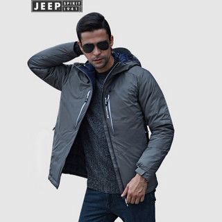 吉普(JEEP)羽绒服男青年男士厚款休闲保暖外套2019冬季新品男装863068 灰色 XL