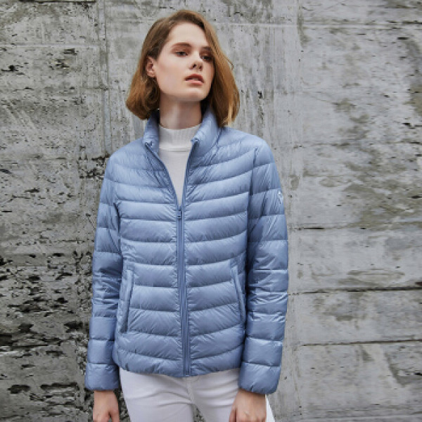 商品坦博尔 2019新款女士羽绒服女时尚轻薄立领修身外套tb19266 银灰