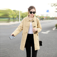 丽乔 毛呢大衣女显瘦中长款冬季2019新款女装时尚气质街拍范毛外套纯色气质百搭潮 yzTLZY959 米黄 M
