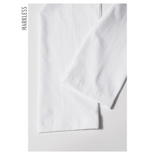 MARKLESS 短袖T恤男纯色修身圆领打底衫青年短袖休闲T恤TXA5630M6白色-长袖 175/92（L）