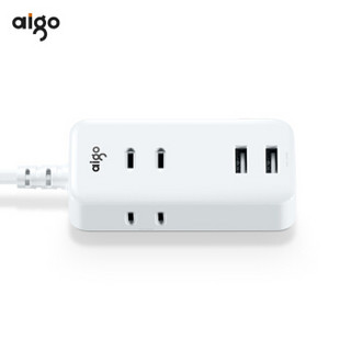 爱国者(aigo) 2USB+3位2极插孔插线板/插排/插座 迷你小巧/出差旅行充电器/桌面/床头 全长2米