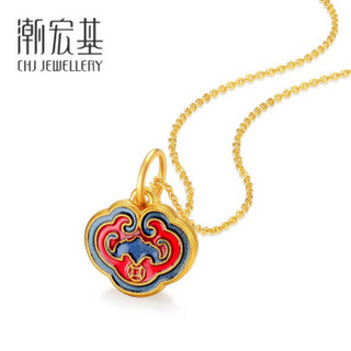 潮宏基 CHJ JEWELLERY 国色亲子祥云款 黄金吊坠定价足金祥福 XPG30015202