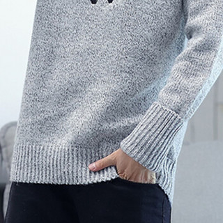 金盾（KIN DON）针织衫 新款男士时尚潮流加厚保暖圆领毛衣211-1-M9180浅灰色L