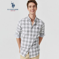 U.S. POLO ASSN. 衬衫男新款潮流休闲格子纯棉宽松青年时尚衬衣男5191107005 浅灰色格子 S