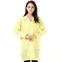 久臻 91015防静电大褂衣净化服洁净服无尘服 防静电工作防尘服 黄色 M