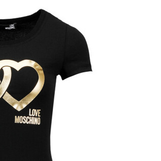 LOVE MOSCHINO 莫斯奇诺 黑色心连心图案短袖T恤衫 W 4 B19 4X E 2065 C74 46 女款