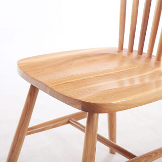 香木语实木餐椅 美式乡村书桌椅 咖啡厅复古靠背椅温莎椅子休闲椅   原木色2459