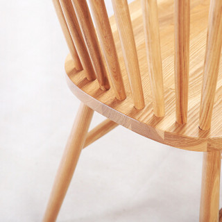 香木语实木餐椅 美式乡村书桌椅 咖啡厅复古靠背椅温莎椅子休闲椅   原木色2459