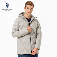 U.S. POLO ASSN.羽绒服2019秋冬季新款连帽时尚潮男百搭中长款休闲舒适防寒外套 6194117166 浅灰 L