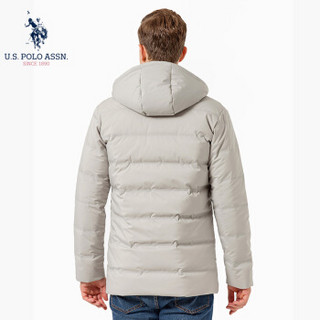 U.S. POLO ASSN.羽绒服2019秋冬季新款连帽时尚潮男百搭中长款休闲舒适防寒外套 6194117166 浅灰 L