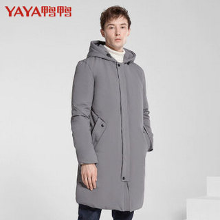 鸭鸭（YAYA）羽绒服男中长款连帽休闲百搭羽绒服男装 A-58333 炭灰 180A