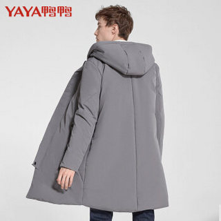 鸭鸭（YAYA）羽绒服男中长款连帽休闲百搭羽绒服男装 A-58333 炭灰 180A