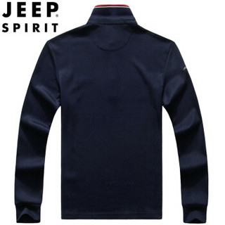 吉普 JEEP 2019秋冬季新款男士休闲商务套头翻领POLO衫中青年时尚长袖打底衫上衣男 PA9997 灰色 XL