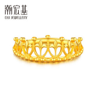 潮宏基 CHJ JEWELLERY 花冠 足金黄金戒指女款 计价 SRG30001121 约2.25g