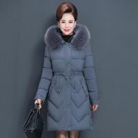 堡晟 2019冬季新款女装新品中老年女装妈妈中长款棉衣女阔太太气质棉服潮 WLPZSC1253 蓝色 XL