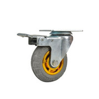 冰禹 BYJZ-1239 4/5/6/8寸重型高弹力静音脚轮 重型工业轮橡胶轮 重型手推车平板车脚轮 重型6寸万向刹车