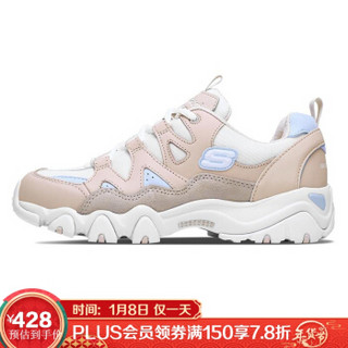 斯凯奇（Skechers）女款Dlites时尚休闲熊猫鞋 88888328 白色/粉红色/WPK 35